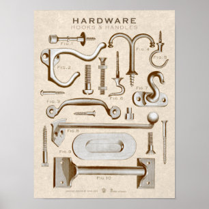 hardware Poster Hooks-Handles AntiqueSepia