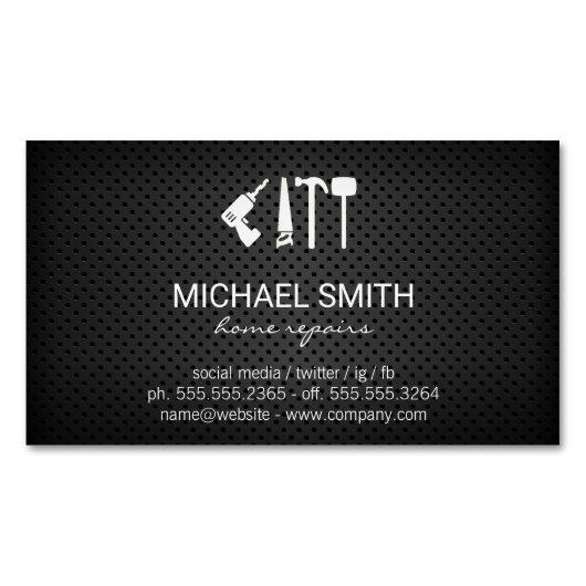 Hardwaretools | Geperforeerde mesh achtergrond Magnetisch Visitekaartje (Voorkant)