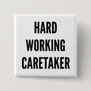 hardwerkende conciërge vierkante button 5,1 cm