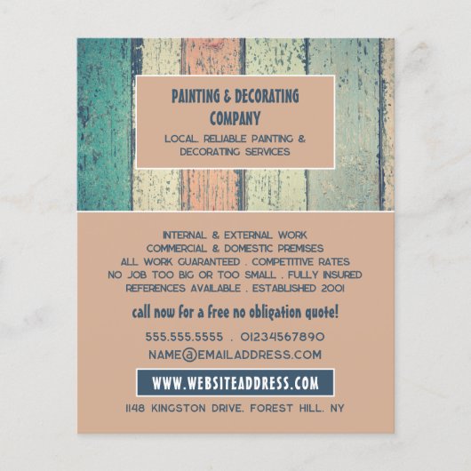 Hardwood ontwerp, schilder en decorator flyer (Voorkant)