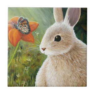 hare 55 konijnenbunny met Butterfly Tegeltje