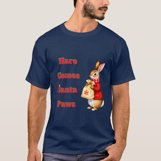 Hare Comes Santa Paws T-Shirt (Voorkant)