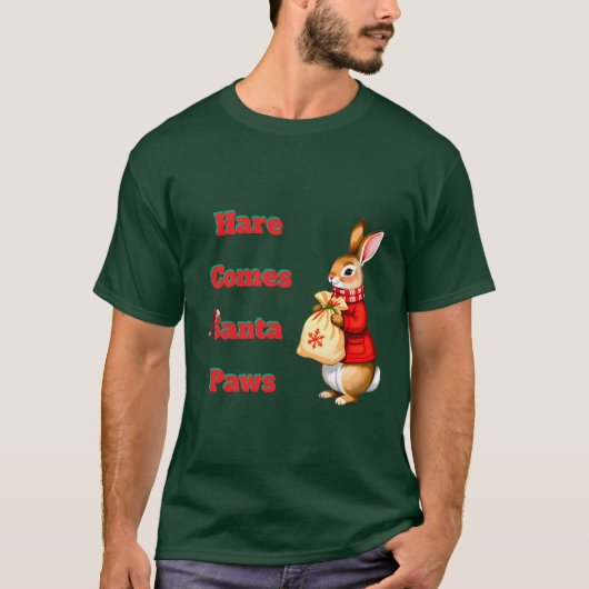 Hare Comes Santa Paws T-Shirt (Devant)