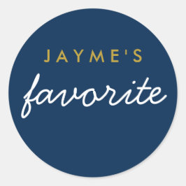 "Hare" favoriete snack Navy Blue Gold White Ronde Sticker