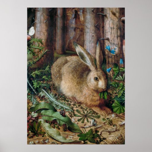  hare in het bos - Hans Hoffmann Poster (Voorkant)