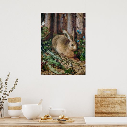  hare in het bos - Hans Hoffmann Poster (Keuken)