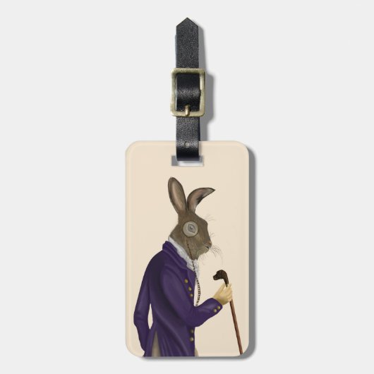 Hare in Paarse munt 2 Bagagelabel (Voorkant verticaal)