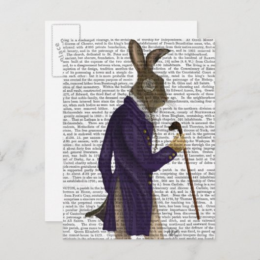 Hare in Paarse munt Briefkaart (Voorkant / Achterkant)