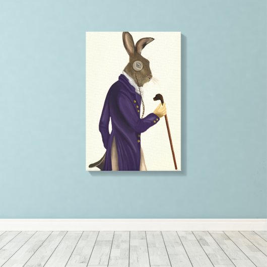 Hare in Paarse munt Canvas Afdruk (Insitu (Houten vloer))