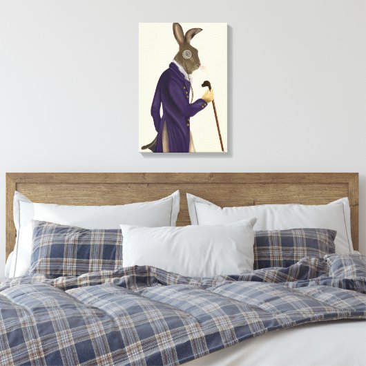 Hare in Paarse munt Canvas Afdruk (Insitu (Slaapkamer))