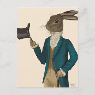 Hare in Turquoise Coat 2 Briefkaart