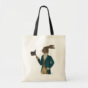 Hare in Turquoise Coat 2 Tote Bag