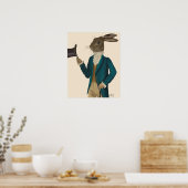 Hare in Turquoise Coat Poster (Keuken)