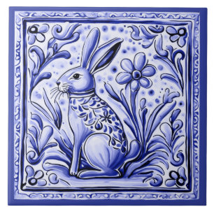 Hare Konijn Mediterraan Konijntje Folk Dierenkunst Tegeltje