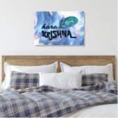 "Hare Krishna" Peacock Feather Hindu Canvas Afdruk (Insitu (Slaapkamer))
