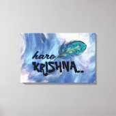 "Hare Krishna" Peacock Feather Hindu Canvas Afdruk (Voorkant)