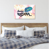 "Hare Krishna" Peacock Feather Hindu Canvas Afdruk (Insitu (Slaapkamer))