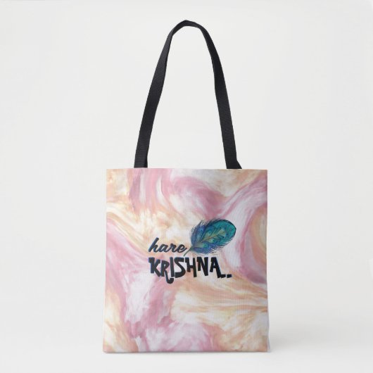 "Hare Krishna" Peacock Feather Hindu Draagtas (Voorkant)