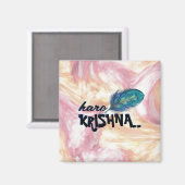"Hare Krishna" Peacock Feather Hindu Magneet (Voorkant / Achterkant)