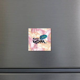 "Hare Krishna" Peacock Feather Hindu Magneet