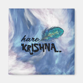 "Hare Krishna" Peacock Feather Hindu Magneet (Voorkant)