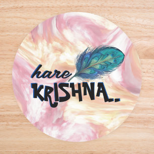 "Hare Krishna" Peacock Feather Hindu Ronde Sticker
