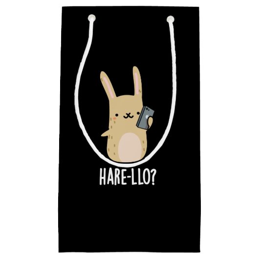 Hare-llo Daar Funny Hare Rabbit Pun Dark BG Klein Cadeauzakje (Voorkant)