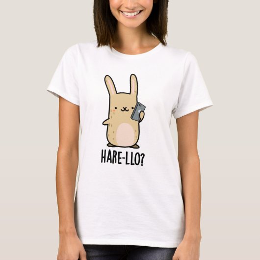 Hare-llo Daar Funny Hare Rabbit Pun T-shirt (Voorkant)