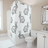 Hare of konijn. Naadloos patroon met bosanima Douchegordijn (In situ)