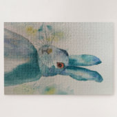 Hare Rabbit Aquarelle Bleu Jigsaw Puzzle (Horizontal)