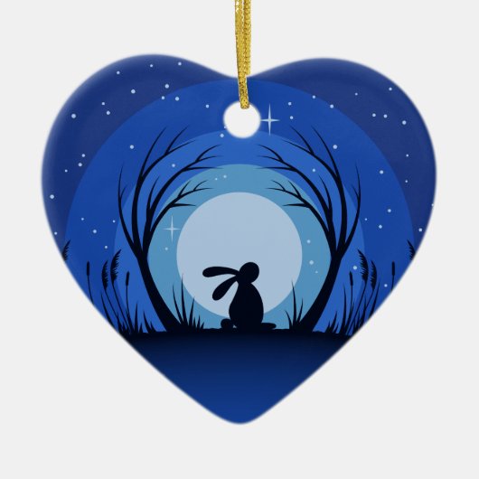 Hare, Rabbit, Moonlight Silhouette Keramisch Ornament (Voorkant)