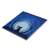 Hare, Rabbit, Moonlight Silhouette Tegeltje (Zijkant)