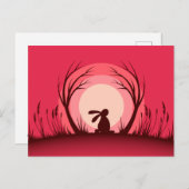 Hare, Rabbit Sunset Silhouette Briefkaart (Voorkant / Achterkant)