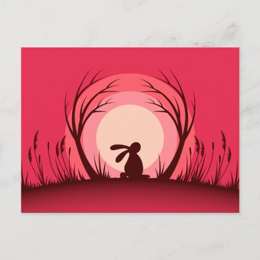 Hare, Rabbit Sunset Silhouette Briefkaart (Voorkant)