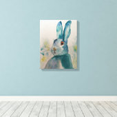 Hare Rabbit Waterverf Blue Canvas Print (Insitu (Houten vloer))