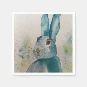 Hare Rabbit Waterverf Blue napkins Servet