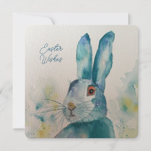 Hare Rabbit Waterverf Blue Paaskaart (Voorkant)