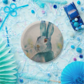 Hare Rabbit Waterverf Blue Papieren Bordje (Feest)