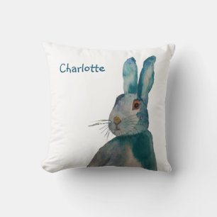 Hare Rabbit Waterverf Blue Persoonlijk Kussen