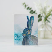 Hare Rabbit Waterverf Briefkaart (Staand voorkant)