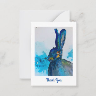 Hare Rabbit Waterverf Dank je wel Notitiekaartje
