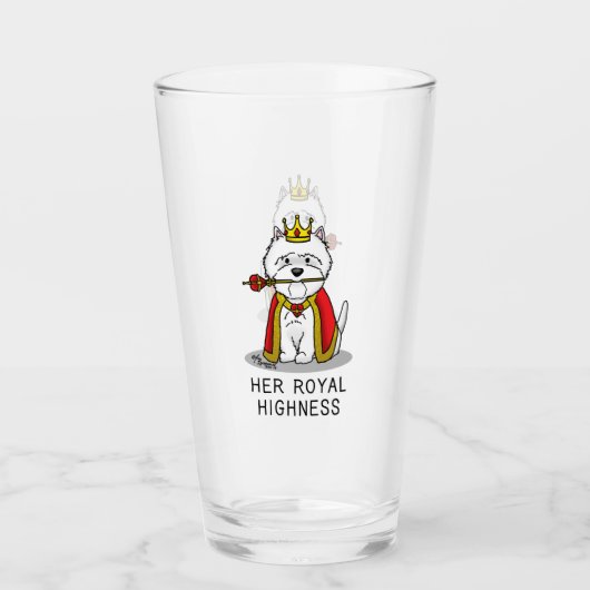Hare Royal Highness Queen Westie Dog Glas (Voorkant)