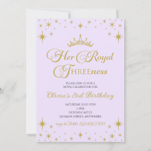Hare Royal Threeness Gold Princess 3rd Birthday Kaart