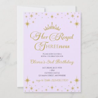 Hare Royal Threeness Gold Princess 3rd Birthday Kaart