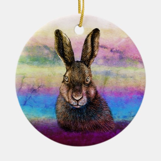 Hare tekening keramisch ornament (Voorkant)