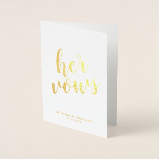 'Hare Vows' Elegant Real Gold Foil Wedding Vows Folie Kaarten (Voorkant)