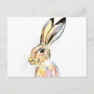 Hare waterverf schattige natuur konijnenbos briefkaart