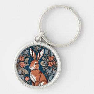 Hare William Morris Inspired Floral Sleutelhanger
