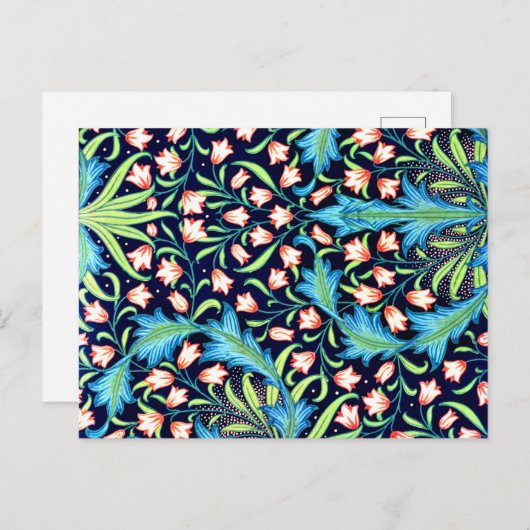 Harebell,  roze en wit bloemontwerp briefkaart (Voorkant / Achterkant)