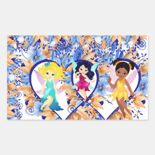 haren en fairies rechthoekige sticker
